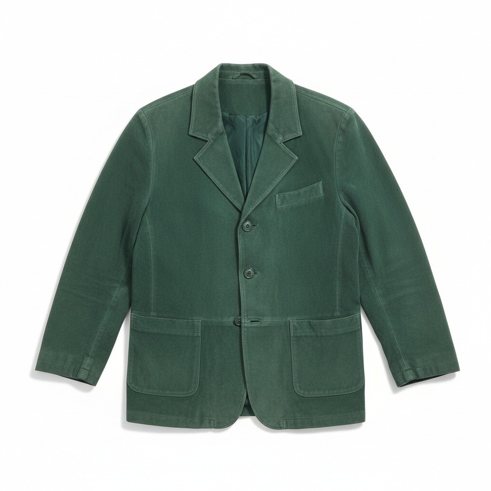 Margaret Godfrey Green Suede Leather Blazer,‎ Vintage 6P Jacket, Notched Lapel